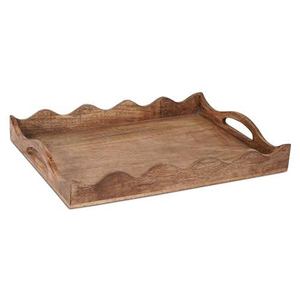 Plateau de rangement rectangulaire en bois fait main, motif géométrique sculpté, finition vernie, design classique pour table ou salle de bain - Product Image 3
