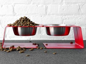 Comedero elevado para perros, de acero inoxidable, con soporte, doble, antideslizante. - Product Image 4