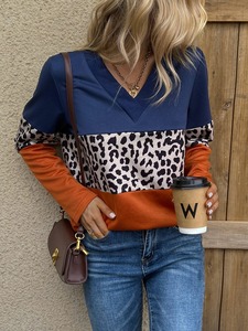เสื้อสเวตเชิ้ตโอเวอร์ไซส์ลำลองสำหรับผู้หญิงแขนยาวสีบล็อก - Product Image 2