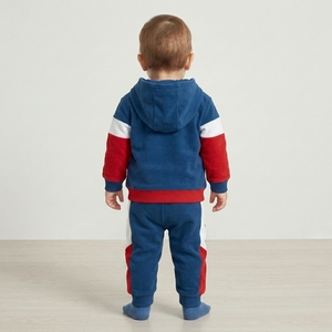 Color Block Fashion Two Toned Tracksuit Fleece Cotton Jogging Sportswear Kids <b>Boys</b> Hooded Trouser 2pcs Track Suit Sweat suits - Product Image 5