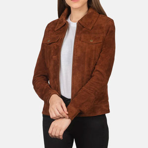 Women's Suede <b>Leather</b> <b>Jacket</b> Women's Heavy Studded Genuine Suede <b>Leather</b> <b>Jacket</b> With Collar 2026 Custom Stand Collar Motorcycles - Product Image 1