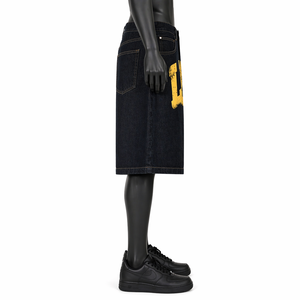 Pantalones Cortos de Mezclilla Gráficos para Hombre, Estilo Baggy, Ajuste Holgado, Largura hasta la Rodilla, Estampados, Estilo Urbano, Venta al por Mayor OEM - Product Image 5