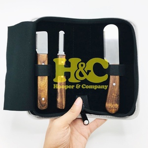 <b>Pet</b> Grooming Comb and <b>Pet</b> Stripping <b>Brush</b> Set Stainless Steel Safety Blunt-Sharp Blade Tip Wooden Handle Logo Offer - Product Image 2