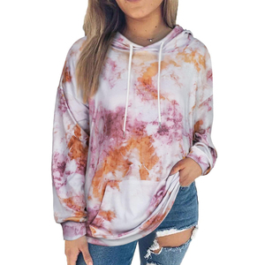 Solid Trader Sweat à capuche tie-dye pour femme en polaire, coupe ample, respirant, élégant, confortable, avec finition lavage vibrant, style sportswear tendance - Product Image 3