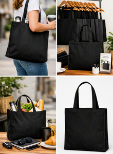 Bolsa de algodón ligera y suave, nuevas bolsas de lona para mujer 100% (5oz) ecológicas y reutilizables, bolsas de lona ecológicas naturales para mujer - Product Image 4
