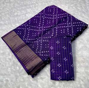 Sarees de Seda Suaves y Modernos Dola con Diseño Pen Kalamkari, Bordes Tejidos con Zari en Dos Tonos, Blusa para Fiesta - Product Image 4