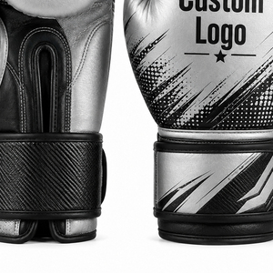Kickboxing OEM ODM Service Custom Logo <b>Silver</b> and Black Boxing <b>Gloves</b> Professional Training Sparring Punching Bag <b>Gloves</b> - Product Image 5