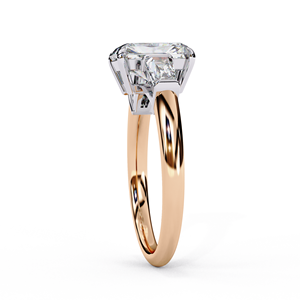 Emerald Cut Diamond Engagement Ring with Trapezoid Side Stones in Luxury Three-<b>Stone</b> Diamond Ring - Product Image 3