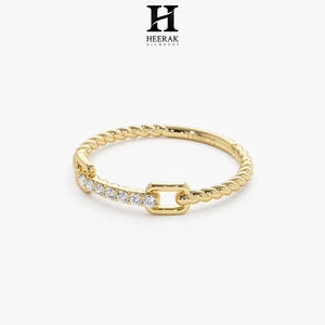 Anillo de Cadena con Diamantes Cultivados en Laboratorio en Oro Rosa Personalizado, Certificado IGI, Diamante Redondo Brillante, Banda de Cuerda Trenzada, Joyería para Mujer - Product Image 2