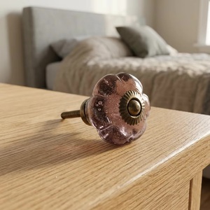 Traditional <b>Ceramic</b> Flower <b>Drawer</b> <b>Knob</b> with Industrial Design Melon Shape for Furniture Home Office Durable Eco-Friendly Handle - Product Image 2