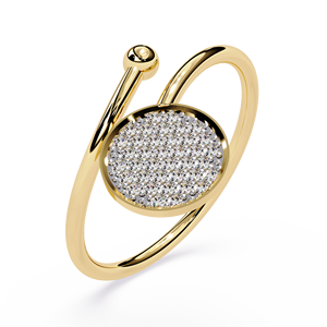 แหวนเพชรทรงกลมแบบ Pave Diamond Disc Bypass Ring ทองคำแท้ 14k เพชรเพาะเลี้ยงในห้องปฏิบัติการ ดีไซน์วงกลมแบบห่อหุ้ม แหวนวงเปิดทันสมัย - Product Image 1