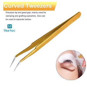 Newest Gold Glitter High-Precision Fine Tip Best-Selling High-Durability Stainless Steel Eyelash Extension and Volume Tweezers - Product Image 3