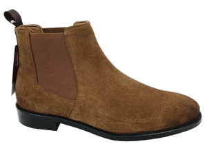 Dlords Men's Suede Chelsea <b>Boots</b> Ankle Round Toe Slip-On Brown Breathable PU Lining Comfort Rubber Outsole Autumn Style - Product Image 1