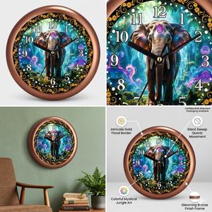 Horloge murale personnalisée Lucky Elephant Vastu pour la décoration de la maison et du bureau - Retour à l'école et Nouvel An - Product Image 2