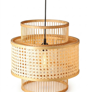 Natural Bamboo Pendant Lamp Handcrafted Woven Hanging <b>Light</b> for Boutique Hotels Resort Interiors and Coastal Home Decor - Product Image 1