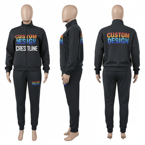 Conjunto Deportivo Personalizado con Cremallera Frontal, Estampado por Transferencia Térmica, Bolsillos Laterales, Ropa Casual de Otoño para Hombre - Product Image 5