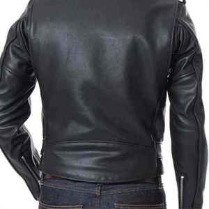 Chaqueta de Motociclista de Cuero Vacuno Genuino para Hombre, Chaqueta de Cuero Negra para Motocicleta, Chaqueta de Cuero Vintage Personalizada OEM para Motociclista - Product Image 4