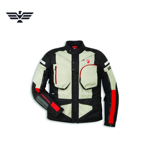 Veste de moto touring coupe-vent premium pour homme Ducati, blanc et noir, impression réfléchissante, % polyester, manches longues, protection intégrale - Product Image 3