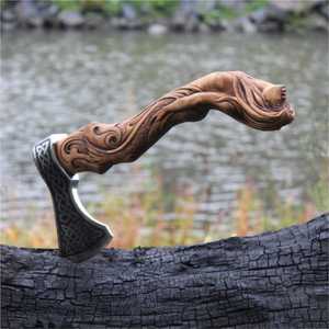 OEM THEWIZ CRAFTS Handmade Hand Forged Carbon Steel Hatchet Ash Wood <b>Handle</b> Industrial Grade Custom High Quality 3 1/2 Cutting - Product Image 4