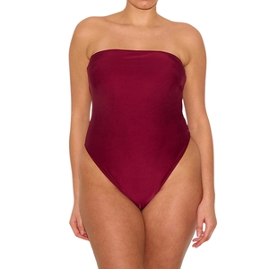 ชุดว่ายน้ำวันพีซผู้หญิงสั่งทำขายส่ง ชุดชายหาดสีตามสั่ง ชุดว่ายน้ำแบบไร้สายรัดไหล่และไร้สายรัดหลัง - Product Image 1