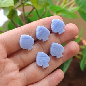 Blue Lace Agate Spade Shape Loose Gemstone 13x15 mm Polished Stone Hand Carved DIY for Jewelry Making Accessories - Product Image 4