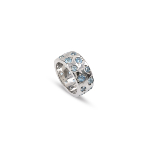 Bague en argent sterling 925 avec pierre précieuse topaze bleue naturelle, plaquée rhodium, style moderne unisexe, service OEM ODM - Product Image 1