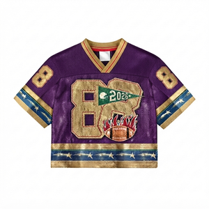 Custom Made Wholesale OEM Sublimated Tackle Twill Embroidery for Gold Football Jersey Summer/Spring Season Sleeveless <b>Crop</b> - Product Image 1