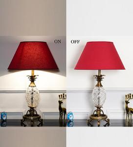 Crystal Pineapple Table Lamp with Red Fabric Empire Shade Traditional Decorative <b>Lighting</b> for Living Room E27 LED AC 220V - Product Image 3