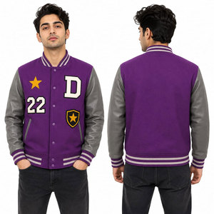 Blouson universitaire homme fin, coupe droite, double boutonnage, coupe-vent, écologique, avec logo personnalisé, en molleton de coton, pour le printemps - Product Image 6