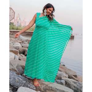 Vestido Kaftán Verde Ola de un Solo Hombro, Talla XS, Silueta Holgada, Tela de Chifón Transpirable - Product Image 3