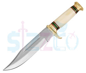 Cuchillo Bowie de Caza de Hoja Fija de Acero D2 Hecho a Mano con Empuñadura de Hueso de Camello y Funda de Cuero, Regalo Ideal - Product Image 2