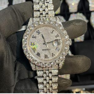Reloj de Lujo con Incrustaciones de Diamantes VVS Moissanite para Hombre, con Fecha, Esfera Romana, Acero Inoxidable 904L, Estilo Hip Hop - Product Image 3