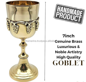 Copa de Vino Premium de Latón Macizo, Copa Hecha a Mano, Decoración Medieval, Cáliz Gótico, Paquete de 1 - Product Image 5
