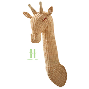 Décoration murale artisanale bohème en rotin, tête de girafe, en osier naturel, pour chambre d'enfant, crèche, décoration de la maison, mariage, anniversaire, OEM - Product Image 1