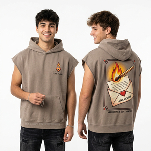 เสื้อฮู้ดดี้ทรงโอเวอร์ไซส์สไตล์วินเทจสำหรับผู้ชาย ลายปักกราฟิกหัวใจแบบกายวิภาค  ลายปัก "Forever Yours"  ผ้าฟอกกรดแบบพิเศษ - Product Image 6