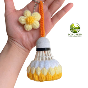 Handmade Woven Shuttlecock Keychain Crochet Milk Cotton Cute Flower Charm Bag Accessory Gift Wholesales Supplier Vietnam - Product Image 5