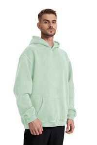 Sudadera con capucha para hombre, estilo oversized, de algodón grueso, con hombros caídos, estilo desgastado, con bordado y estampado, estilo streetwear. - Product Image 3