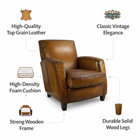 Fauteuil en cuir de qualité supérieure avec assise rembourrée confortable, structure robuste, design élégant, parfait pour le salon ou le bureau