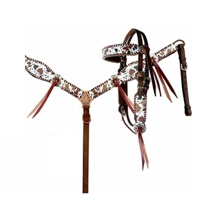 Produits équestres essentiels pour chevaux Headstall Western facile d'entretien en cuir PVC avec modèles en coton blanc raccords en laiton équitation - Product Image 6
