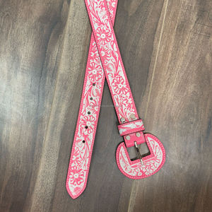 Cinturón con hebillas redondeadas anchas de cuero genuino con herramientas manuales clásicas personalizadas, cinturones vaqueros occidentales con relieve floral turquesa cómodos - Product Image 4