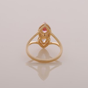 IGI Certified Two Stone Pear Cut Pink & Yellow Diamond Halo Bypass Toi et Moi <b>Ring</b> In 14K Yellow / White & Rose Gold - Product Image 3