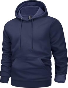 Men's Casual Pullover Polyester Fleece <b>Lined</b> <b>Hoodie</b> Sweatshirt Kangaroo Pocket Quick Dry Color Blocking Streetwear Winter Season - Product Image 1