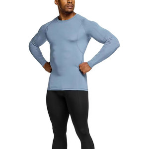 Haut de sport pour homme à manches longues rouge, à séchage rapide, en polyester, anti-UV - Product Image 2