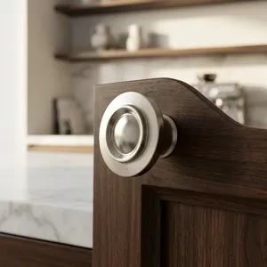 AK Brass Solid Minimalist Round <b>Silver</b> Finish Cabinet <b>Knob</b> for Kitchen Dresser Bedroom Furniture - Product Image 1