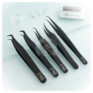 Salon Quality Fiber Tip <b>Lash</b> Tweezer Stainless Steel 90 Degree Boot Eyelash Tweezer Volume Fan Tools <b>Lash</b> Extension Tweezers <b>Kit</b> - Product Image 6