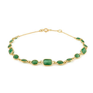 Fine Charm Bracelet Vivid Green 4.45 Ct Emerald Chain Bracelet in 18K <b>Solid</b> <b>Gold</b> - Product Image 2