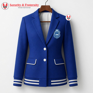 Blazer Azul Rey de Lana Bordado Personalizado al por Mayor de la Hermandad Zeta Phi Beta 1920 para Mujer - Product Image 1