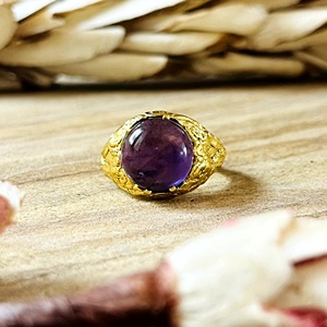 Latest Design Amethyst <b>Ring</b> Boho Brass <b>Rings</b> Women 18k <b>Gold</b> Plated Floral Statement Band Ethnic <b>Cocktail</b> <b>Ring</b> Wholesale/OEM/ODM - Product Image 3