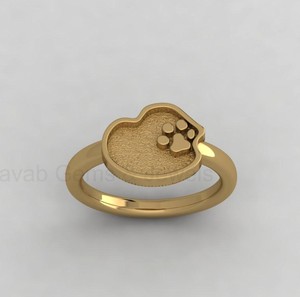 Solid 925 Sterling Silver 14k Gold Plated Dog Paw Blank Bezel Setting <b>Ring</b> Breastmilk DIY Resin Jewelry Findings - Product Image 4