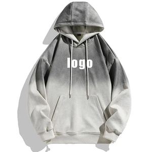 เสื้อฮู้ดโอเวอร์ไซส์ผ้าฟลีซเนื้อหนักสีเขียวมะกอก พิมพ์โลโก้ ผ้าฝ้าย 100% แบบยูนิเซ็กส์ สำหรับฤดูหนาว - Product Image 4